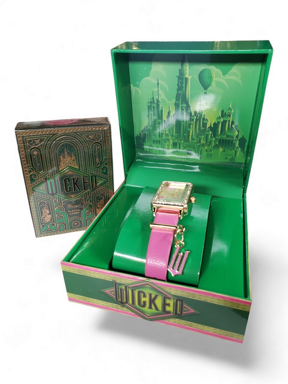 Wicked Pink Strap Gold-Tone Women's Watch & Sealed Collectors Cards Set NWT!